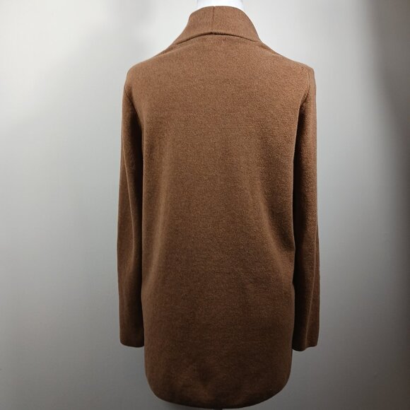 J. Crew Open Front Cardigan, Maple Brown, Med-Petite, Front Pockets, 100% Cotton - Picture 3 of 13